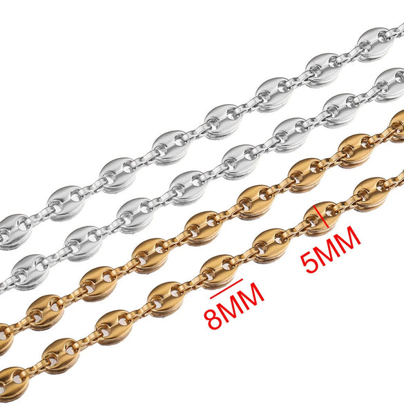 Stainless Steel Hip Hop Totem Pattern Chain Necklace And Bracelet Handmade Jewelry Supplies