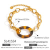 Stainless Steel Hiphop Bracelet With Geometric Leopard Print Heart Pendant Electroplated Style For Women
