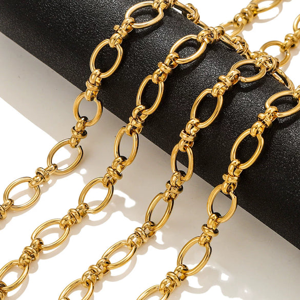 Stainless Steel Hiphop Chain Necklace And Diy Bracelet With Electroplating And Pattern