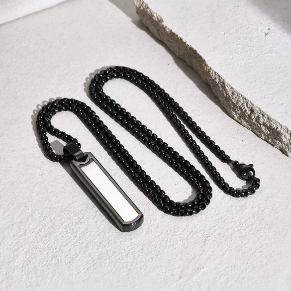 Stainless Steel Hiphop Cylindrical Pendant Necklace For Men Simple Fashion Style