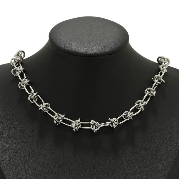 Stainless Steel Hiphop Oshaped Knotted Chain Bracelet Necklace Jewelry Accessories With Electroplating