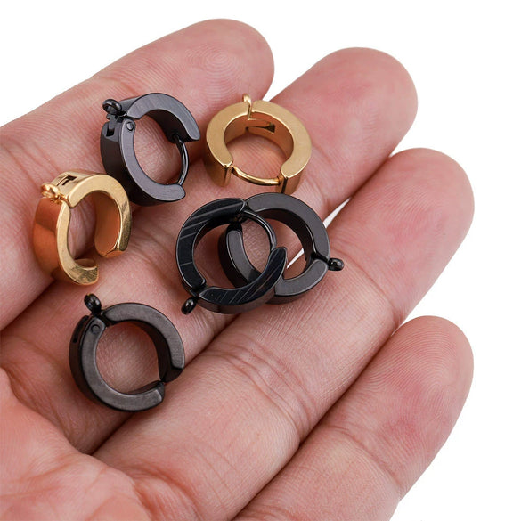 Stainless Steel Hiphop Punk Ear Clip Welding Ring Vacuum Plated Electroplated Ear Accessories