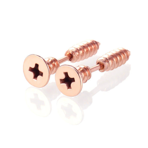 Stainless Steel Hiphop Screw Cross Earrings Vacuum Plating Color Retention Jewelry