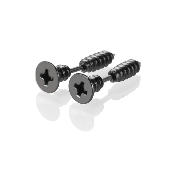 Stainless Steel Hiphop Screw Cross Earrings Vacuum Plating Color Retention Jewelry