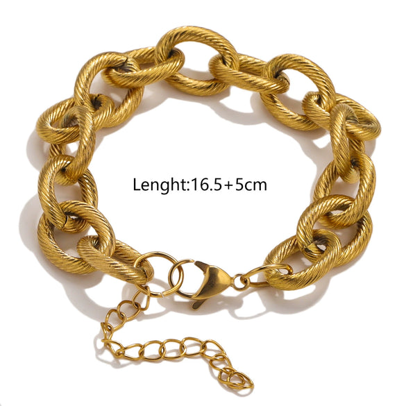 Stainless Steel Hiphop Spiral Ochain Necklace Bracelet Geometric Electroplated Punk Style
