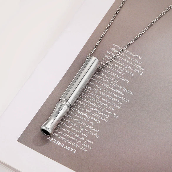 Stainless Steel Hiphop Style Cylinder Jewelry Necklace For Yoga Meditation With Polishing Treatment