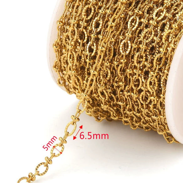 Stainless Steel Hiphop Style Oval Cuban Chain With Totem Pattern Electroplated Handmade Jewelry Making Accessories For Necklace And Bracelet