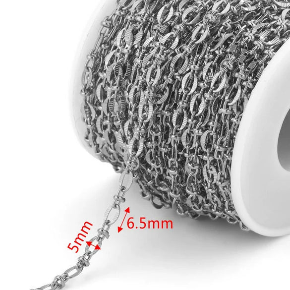 Stainless Steel Hiphop Style Oval Cuban Chain With Totem Pattern Electroplated Handmade Jewelry Making Accessories For Necklace And Bracelet