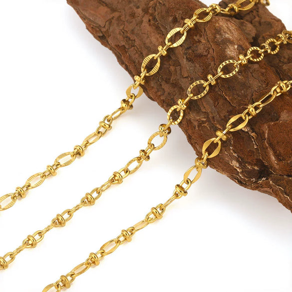 Stainless Steel Hiphop Style Oval Cuban Chain With Totem Pattern Electroplated Handmade Jewelry Making Accessories For Necklace And Bracelet