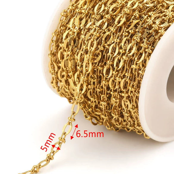 Stainless Steel Hiphop Style Oval Cuban Chain With Totem Pattern Electroplated Handmade Jewelry Making Accessories For Necklace And Bracelet