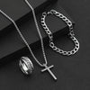 Stainless Steel Hiphop Trendy Cross Threepiece Jewelry Set
