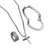 Stainless Steel Hiphop Trendy Cross Threepiece Jewelry Set