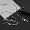 Stainless Steel Hiphop Trendy Cross Threepiece Jewelry Set