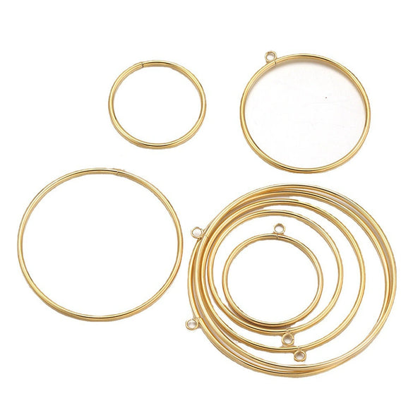 Stainless Steel Hirback Pattern Circle Pendant And Earrings Diy Jewelry Accessories Handmade With Welding And Electroplating