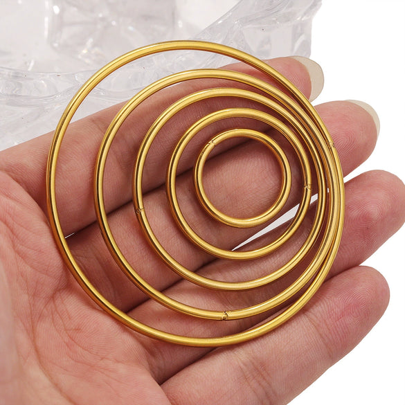 Stainless Steel Hirback Pattern Circle Pendant And Earrings Diy Jewelry Accessories Handmade With Welding And Electroplating