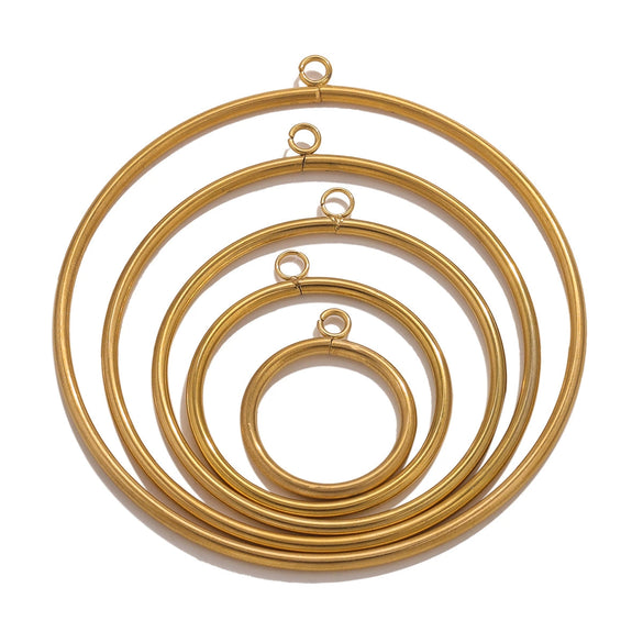 Stainless Steel Hirback Pattern Circle Pendant And Earrings Diy Jewelry Accessories Handmade With Welding And Electroplating