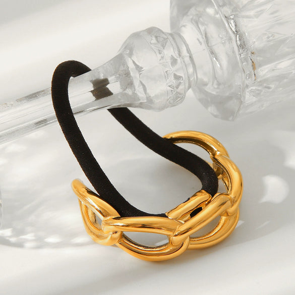 Stainless Steel Hollow Chain Hair Ring And Headband With Electroplating High Elasticity Hair Accessories