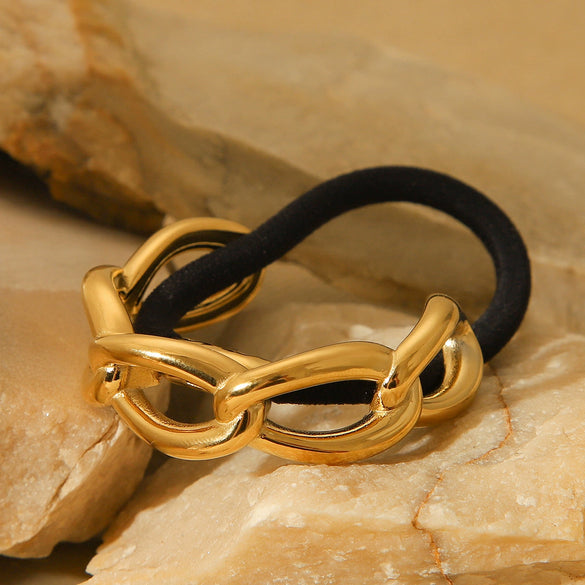 Stainless Steel Hollow Chain Hair Ring And Headband With Electroplating High Elasticity Hair Accessories