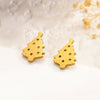 Stainless Steel Hollow Christmas Tree Earrings With Goldplated Finish For Women Casual Festival Jewelry