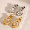 Stainless Steel Hollow Geometric Earrings With Electroplating Treatment For Women