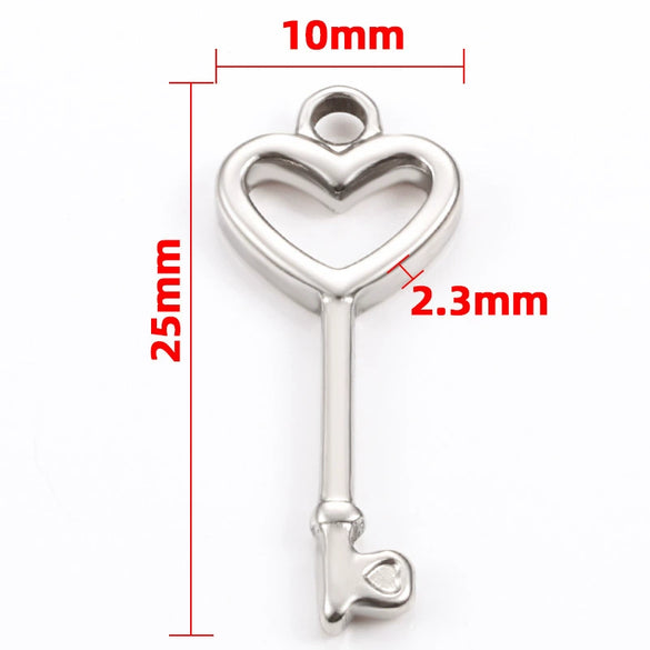 Stainless Steel Hollow Heart Key Pendant Jewelry Accessories Electroplated