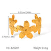 Stainless Steel Hollow Leaves Flower Bow Opening Bracelet Electroplated