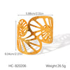 Stainless Steel Hollow Leaves Flower Bow Opening Bracelet Electroplated