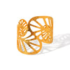 Stainless Steel Hollow Leaves Flower Bow Opening Bracelet Electroplated