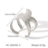 Stainless Steel Hollow Leaves Flower Bow Opening Bracelet Electroplated