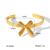 Stainless Steel Hollow Leaves Flower Bow Opening Bracelet Electroplated