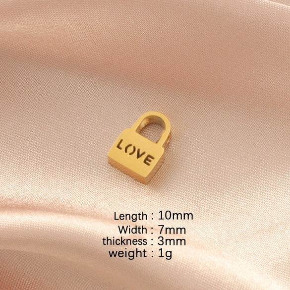 Stainless Steel Hollow Love Lock Hole Beads Mirror Finish Polishing Diy Couple Necklace