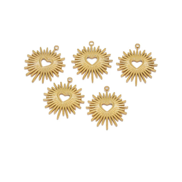 Stainless Steel Hollow Love Pendant Jewelry Accessories With Sunflower Design Round Shape Electroplated