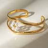 Stainless Steel Hollow Pearl Natural Style Electroplated Bracelet Jewelry