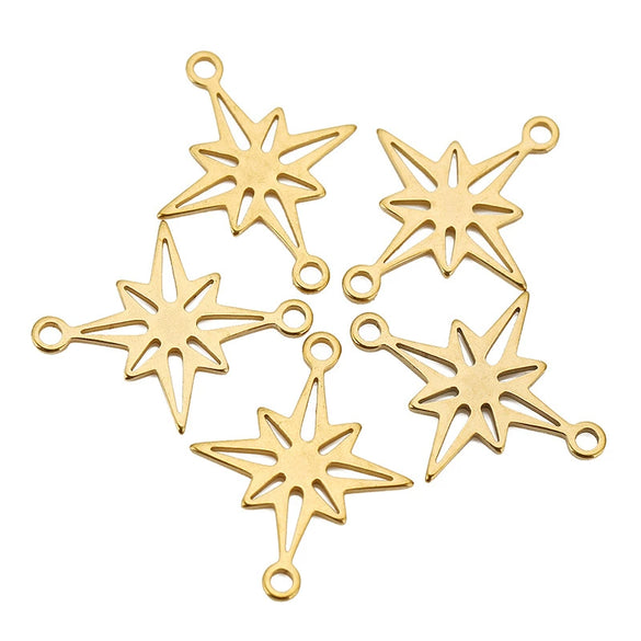 Stainless Steel Hollow Sixpointed Star And Flower Ginkgo Pendant Electroplated Handmade Bracelet Necklace Hairpin Accessories