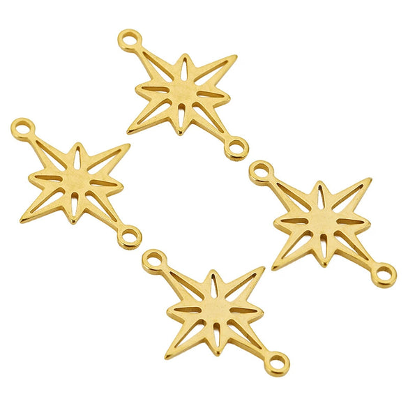 Stainless Steel Hollow Sixpointed Star And Flower Ginkgo Pendant Electroplated Handmade Bracelet Necklace Hairpin Accessories