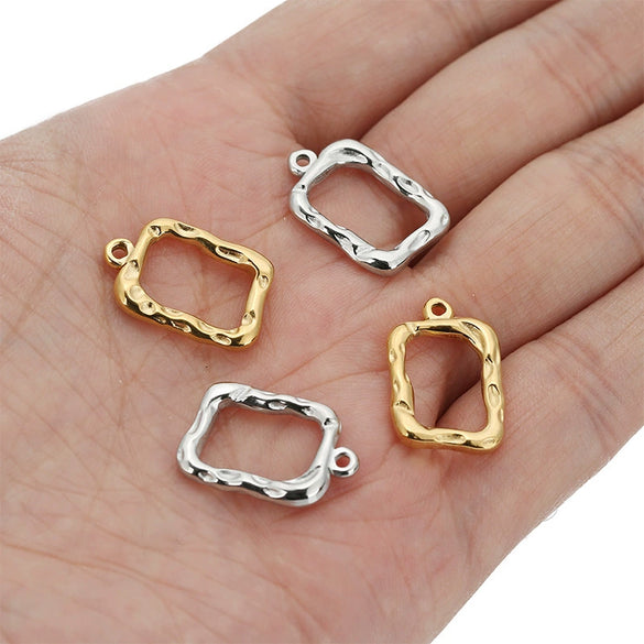 Stainless Steel Hollow Square Jewelry Accessories Sweater Chain Necklace Pendant Earrings With Electroplating