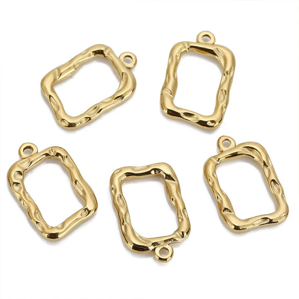Stainless Steel Hollow Square Jewelry Accessories Sweater Chain Necklace Pendant Earrings With Electroplating