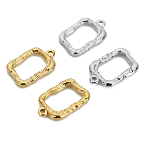 Stainless Steel Hollow Square Jewelry Accessories Sweater Chain Necklace Pendant Earrings With Electroplating