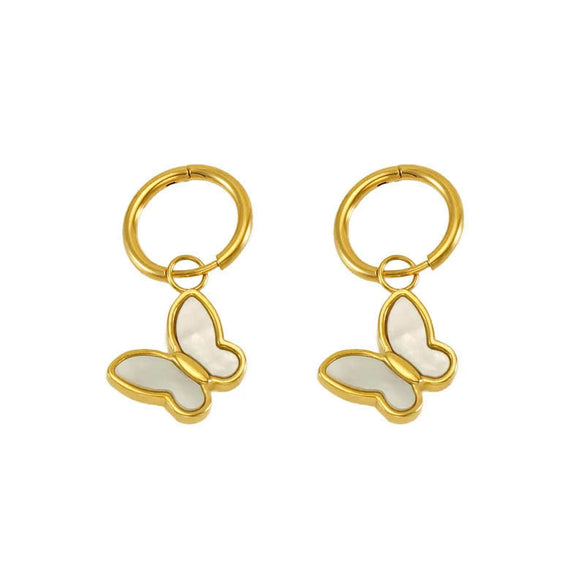 Stainless Steel Hollow Wings Butterfly Cross Earrings For Women With Geometric And Animal Patterns Electroplated