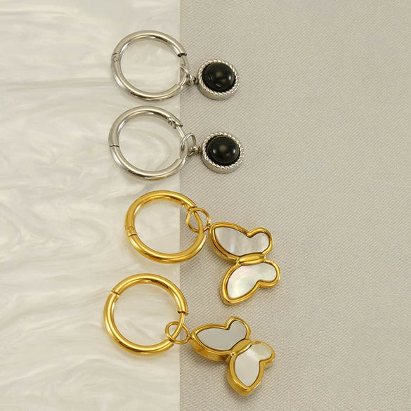 Stainless Steel Hollow Wings Butterfly Cross Earrings For Women With Geometric And Animal Patterns Electroplated