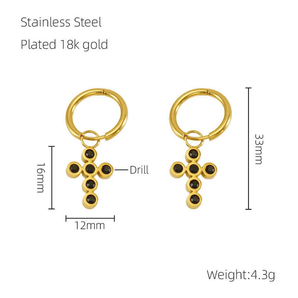 Stainless Steel Hollow Wings Butterfly Cross Earrings For Women With Geometric And Animal Patterns Electroplated