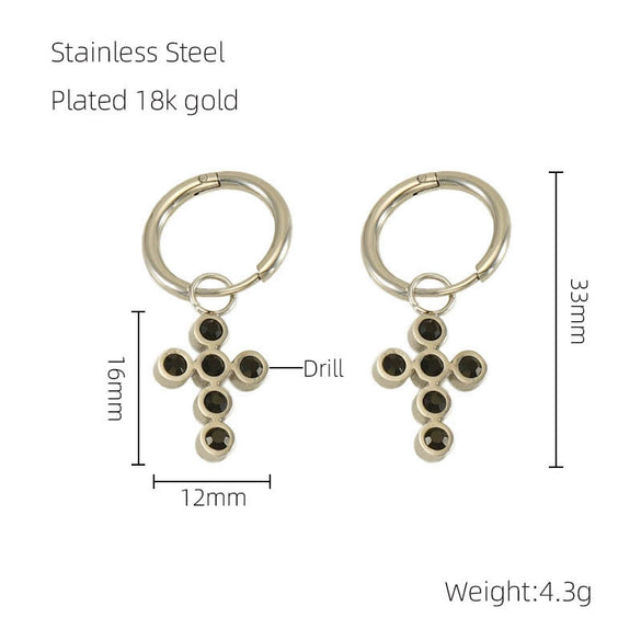 Stainless Steel Hollow Wings Butterfly Cross Earrings For Women With Geometric And Animal Patterns Electroplated
