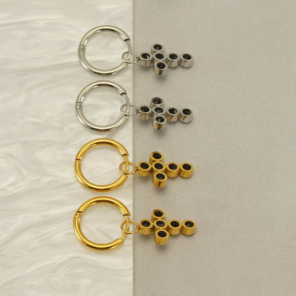 Stainless Steel Hollow Wings Butterfly Cross Earrings For Women With Geometric And Animal Patterns Electroplated