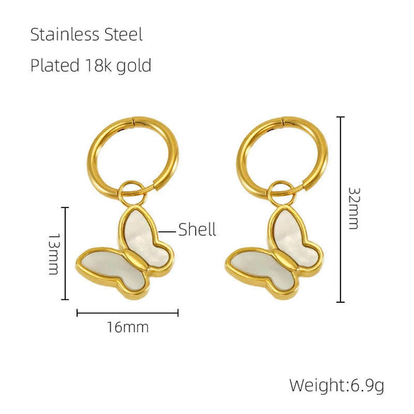 Stainless Steel Hollow Wings Butterfly Cross Earrings For Women With Geometric And Animal Patterns Electroplated
