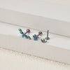 Stainless Steel Horse Eye And Lip Ring With Colorful Gold Electroplating And Leaf Pattern