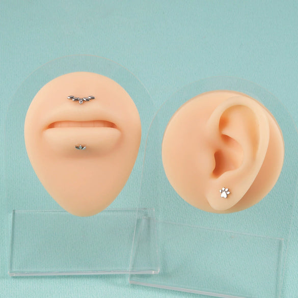 Stainless Steel Horse Eye And Lip Ring With Colorful Gold Electroplating And Leaf Pattern