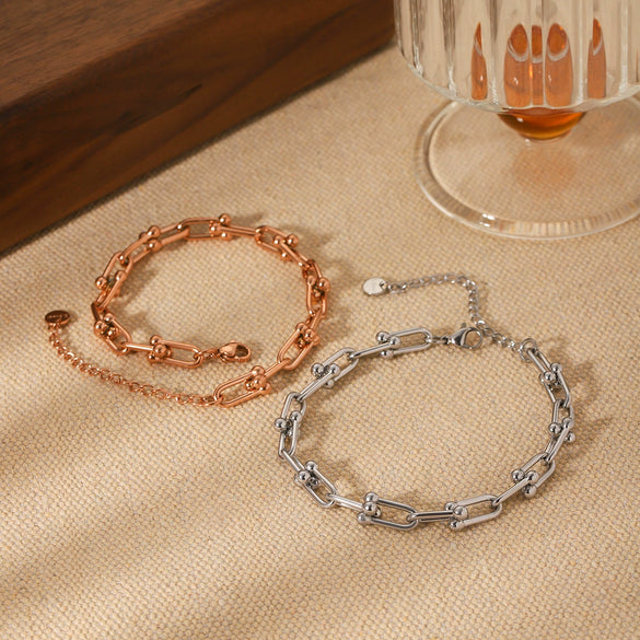 Stainless Steel Horseshoe Buckle Bracelet Geometric Electroplating Women's Light Luxury Jewelry