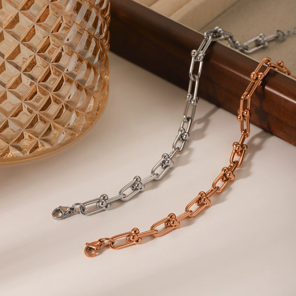 Stainless Steel Horseshoe Buckle Bracelet Geometric Electroplating Women's Light Luxury Jewelry