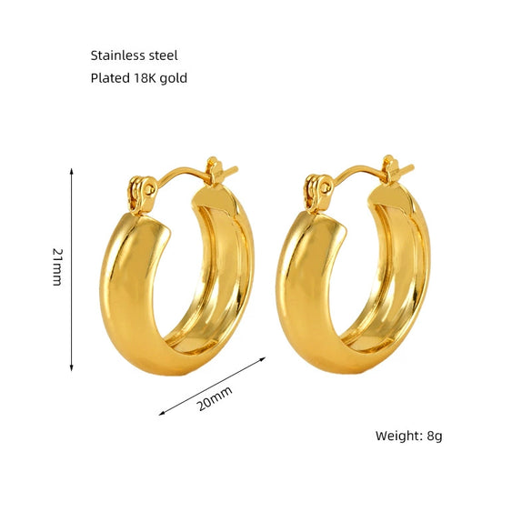 316L Stainless Steel Horseshoe Buckle C Shape Woven Irregular Women's Earrings With Geometric And Star Patterns And Electroplating Treatment