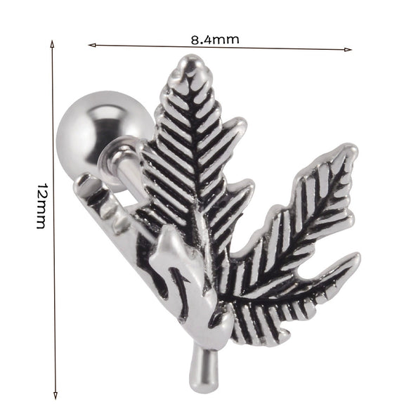 Stainless Steel Human Body Ball Leaf Earrings Electroplated